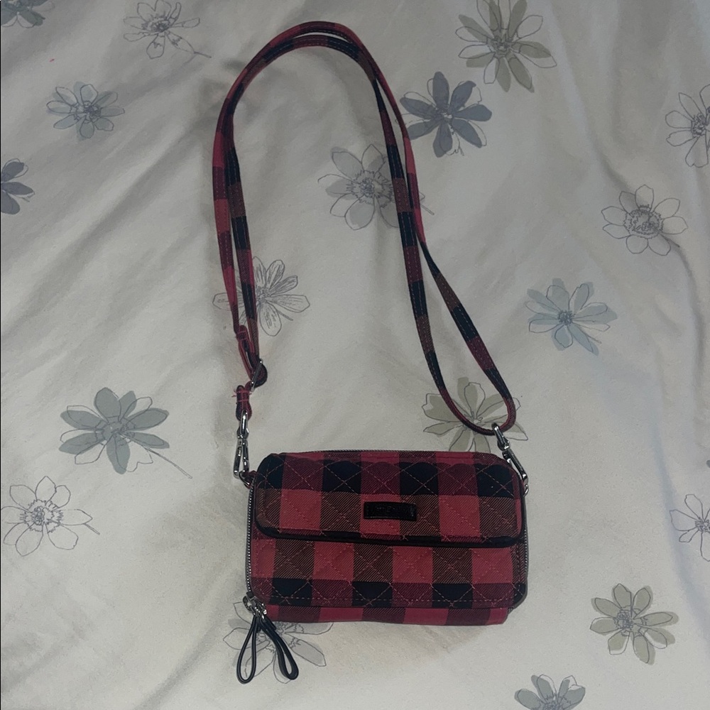 Vera Bradley Red and Black Checkered Crossbody Bag
